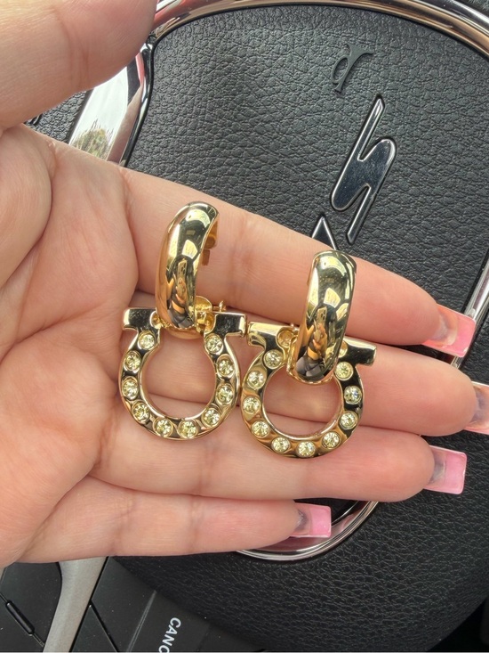 Salvatore Ferragamo Jewelry - Salvatore Ferragamo Hoop Crystal Drop Earrings